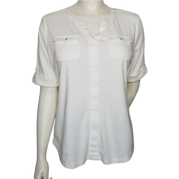 Craft & Barrows Women's‎ White V Neck Pull Over Size PXL - Picture 1 of 10